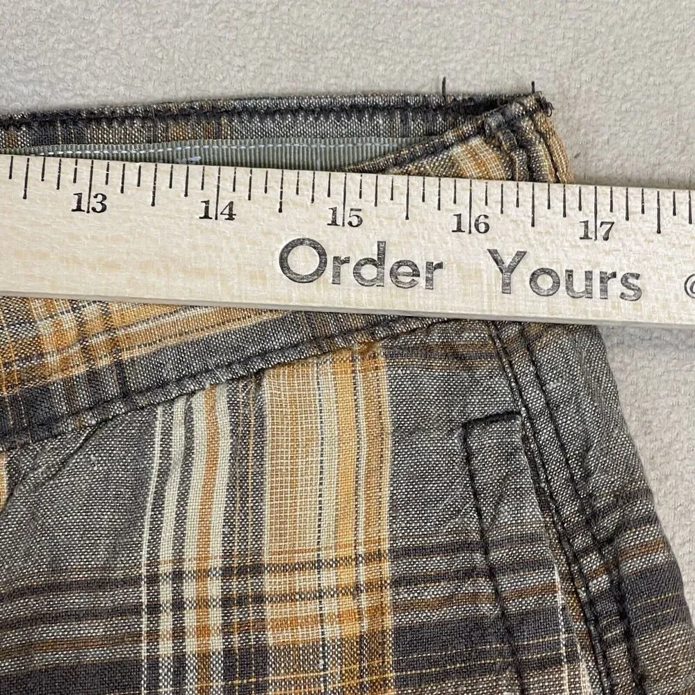 Tommy Bahama Relax Short Mens 35‎ Brown Plaid Linen Chino Preppy Adult